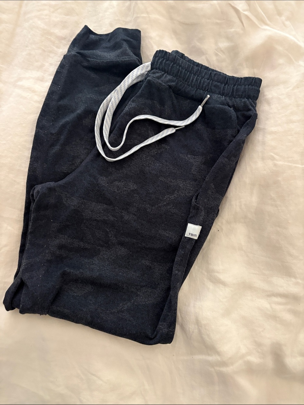 Vuori Black Jogger Pants with Light Gray Drawstring